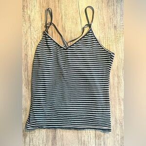 Hollister Black and White Striped Tank Top Size Medium